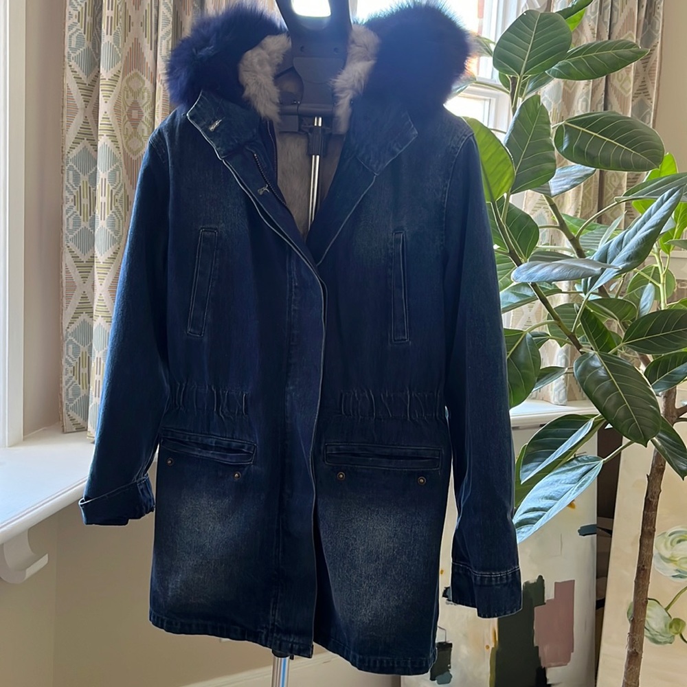 Love Token Jean Jacket with Fur Lining